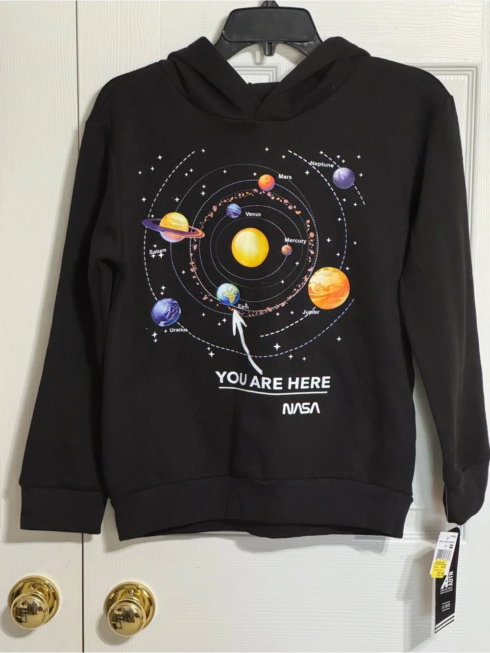 NASA Black Hoodie with Colorful Solar System Graphic